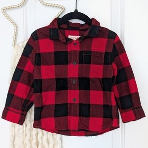 Cat & Jack Buffalo Plaid Button Up Shirt, 18m